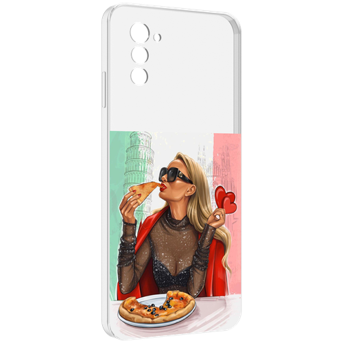 Чехол MyPads любительница-пиццы женский для UleFone Note 12 / Note 12P задняя-панель-накладка-бампер