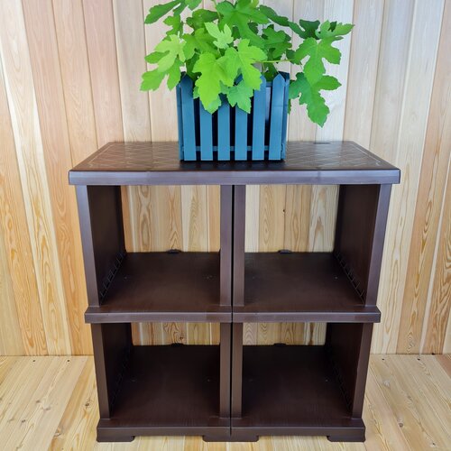 Тумба-Этажерка пластиковая Домашний УЮТ усиленная 4 секции Цвет Коричневый 9800₽