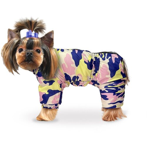 Дождевик на молнии Актив, комбинезон одежда для собак Zootrend, камуфляж розовый, размер L