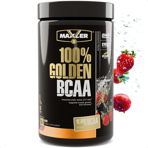 фото Bcaa 2:1:1 maxler (usa) незаменимые аминокислоты golden bcaa 420 г, клубника