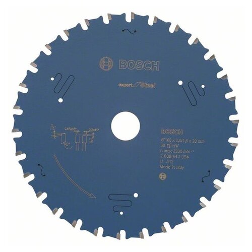 фото Пильный диск bosch expert for steel 160х20х2,0/1,6мм(30зуб) (2608643054)