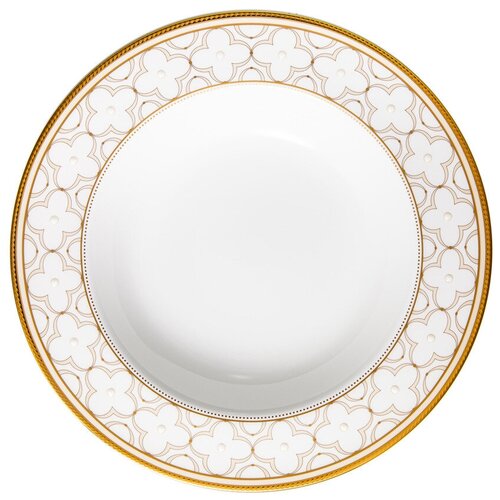 Тарелка суповая Noritake Трефолио, золотой кант 22 см