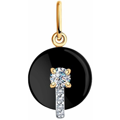 фото Подвеска diamant online, золото, 585 проба, агат, фианит, размер 1.9 см.
