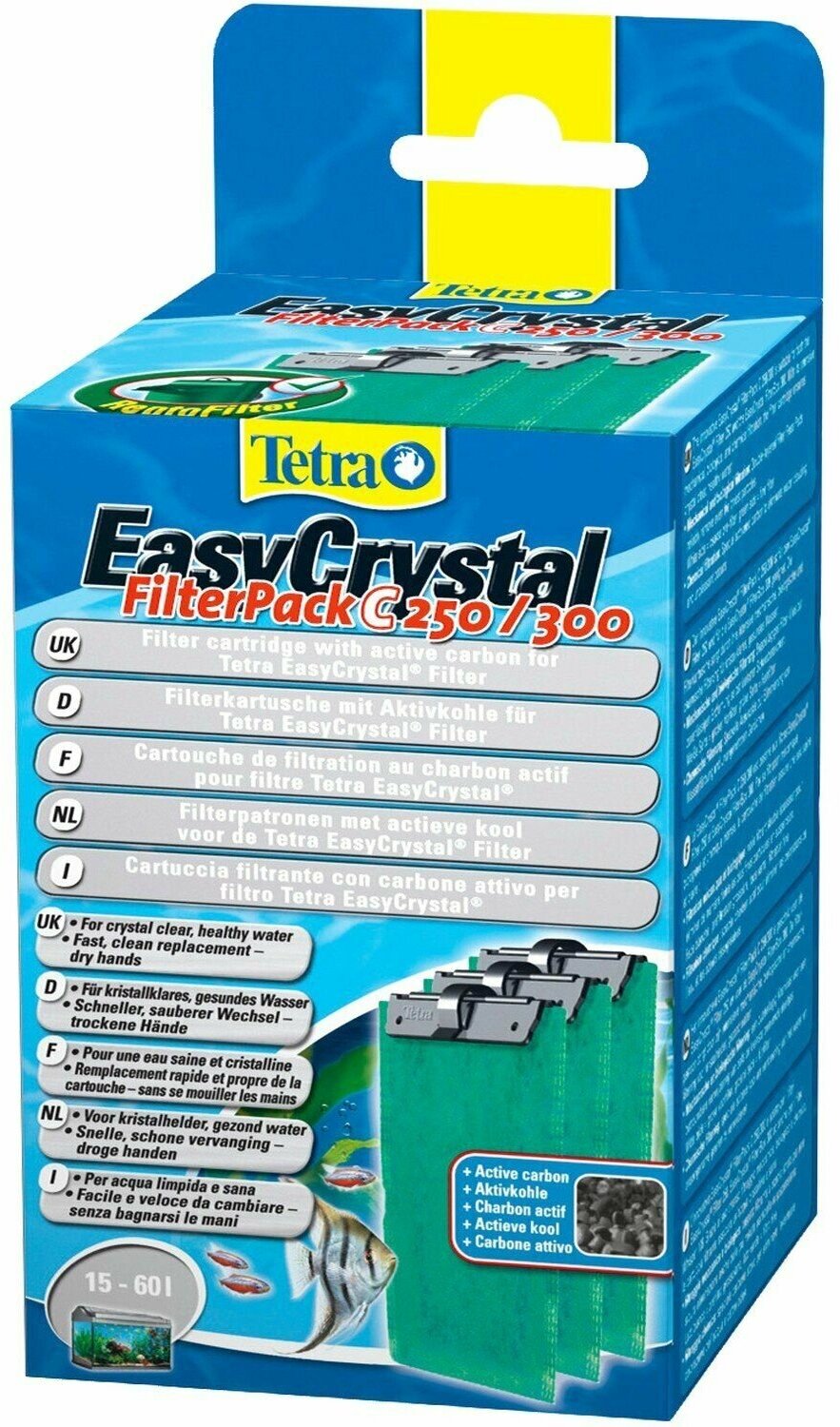 Tetra EasyCrystal FilterPack C250/300 фильтрующие картриджи с углем для внутренних фильтров EasyCrystal 250/300 3 шт.