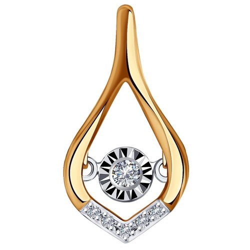 Подвеска Diamant, комбинированное золото, 585 проба, бриллиант