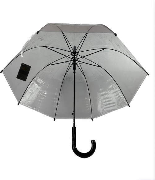 Зонт-трость GALAXY OF UMBRELLAS, полуавтомат, купол 83 см, 8 спиц, система «антиветер», прозрачный, бесцветный, черный