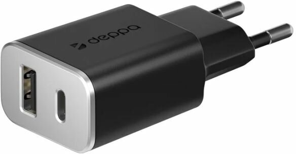 СЗУ Deppa USB Type-C + USB A, QC 3.0, Power Delivery, 18Вт, Ultra , Black арт.11393