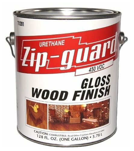 Лак для дерева Gloss Zip-guard Wood Finish, уретановый, глянцевый, 3,78 л.