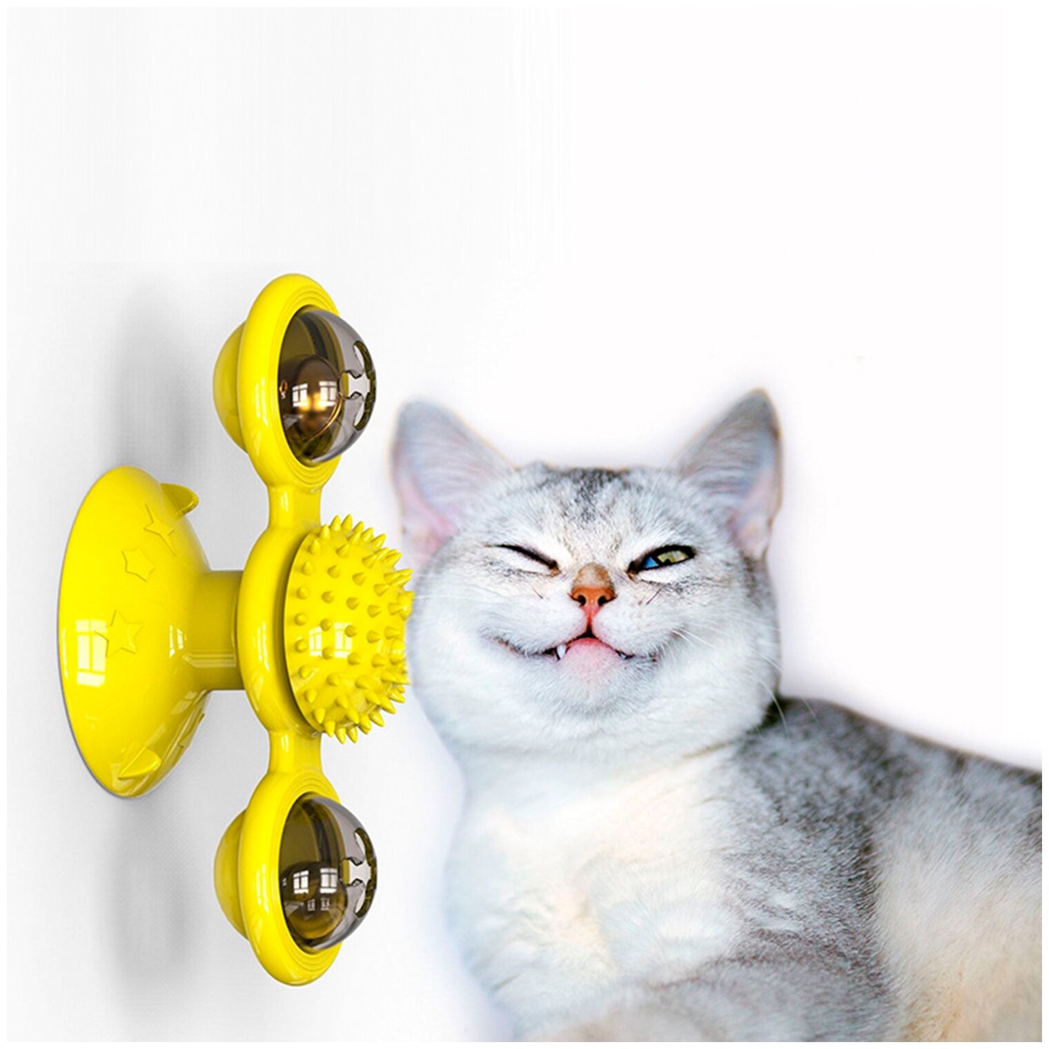 Игрушка для кошек на присоске "Винт", цвет желтый, Pets & Friends PF-TOY-08 - фотография № 2