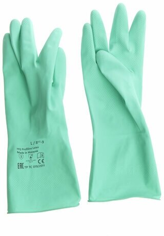 Перчатки латексные КЩС, прочные, хлопковое напыление, размер 8,5-9 L, большой, зеленые, HQ Profiline, 73586 - фотография № 8