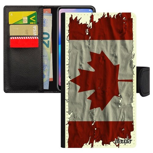 фото Чехол книжка на мобильный samsung galaxy s7, "флаг канады на ткани" страна патриот utaupia