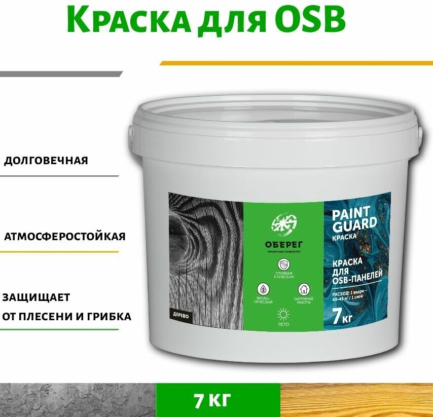 Краска для OSB (ОСБ) панелей и плит оберег PaintGuard 15кг