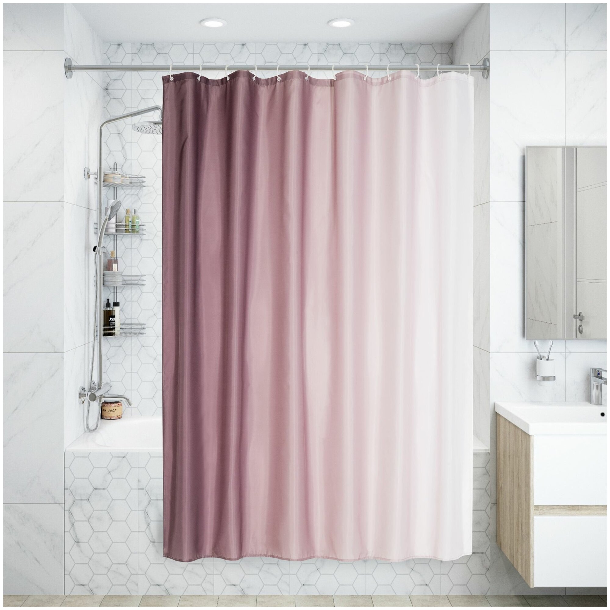 Штора для ванной Primanova Sharm 180x200 см полиэстер цвет фиолетовый