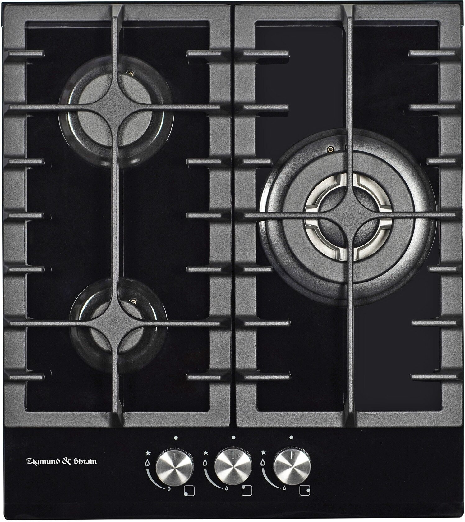 Газовая варочная панель из закаленного стекла Zigmund & Shtain M 23.4 B, 45 см, черная