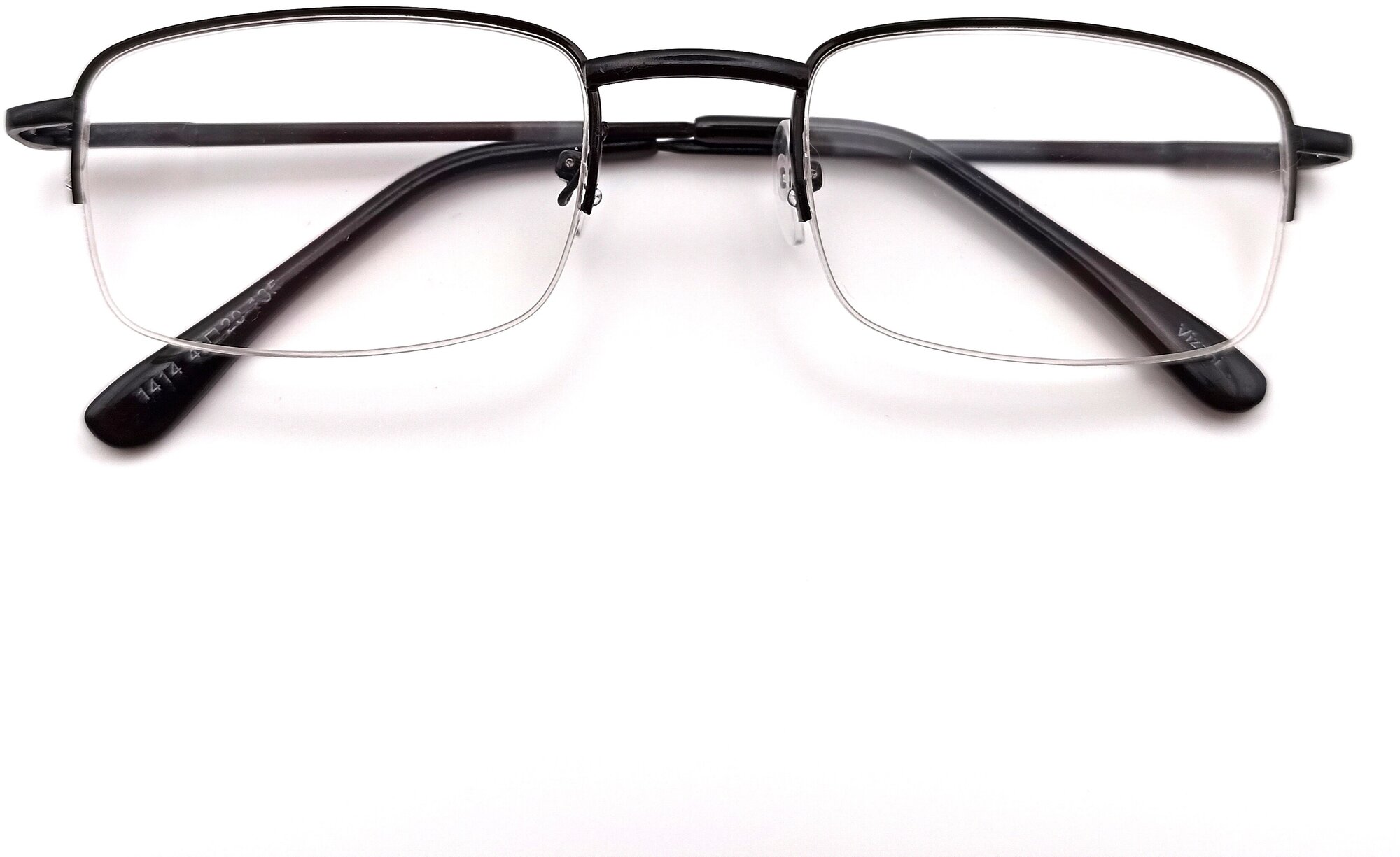 Готовые очки для зрения с диоптриями +2.00 для коррекции дальнозоркости в металлической полуободковой оправе