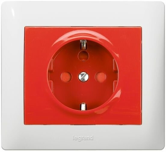 Legrand Galea Life Красный Розетка 1-ая с/з с механич блокировкой (использовать с 50299) 771029 - фотография № 3