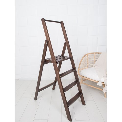 Стремянка деревянная ласточка для дома 4 ступени, венге