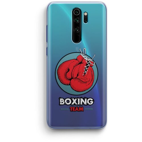 фото Силиконовый чехол xiaomi redmi note 8 pro / сяоми редми нот 8 про "boxing team", прозрачный exsport