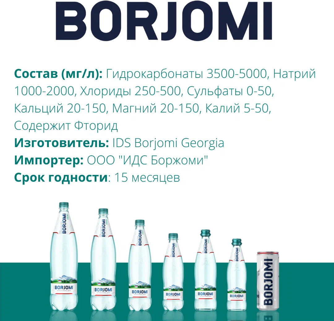 Минеральная вода Borjomi газированная, стекло, 0.33 л - фотография № 6