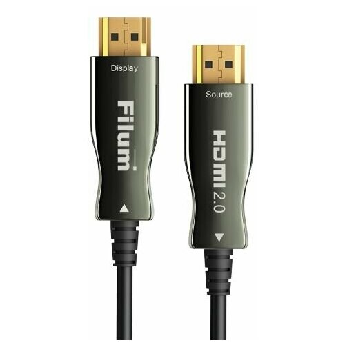 Кабель волоконно-оптический Filum FL-AOC-HDMI2.0-50M активный, оптический, 50 м, 4K/60HZ, HDMI v.2.0, ARC, 19M/19M, черный, коробка 1 рулон светящийся волоконно оптический кабель для светодиодного источника светильник 0 5 мм 6000 м