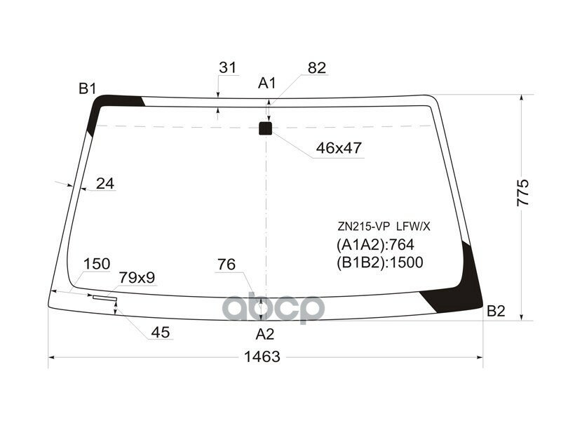 Стекло Лобовое Toyota Hilux Pick Up 04-15 / 4Runner 02-09 / Fortuner 04-15 / Hilux Surf 02-09 XYG арт. ZN215-VP LFW/X