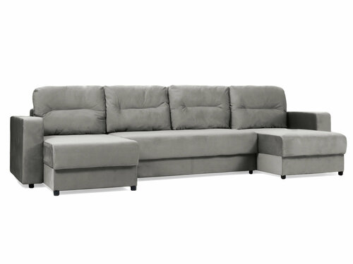 П-образный диван малый «Виват», велюр серый