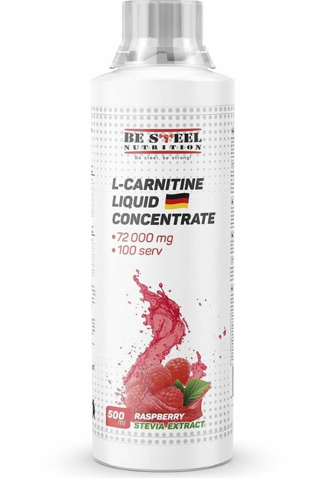 Л-карнитин жидкий концентрат Be Steel Nutrition L-Carnitine Liquid Concentrate 72000мг 0,5л (малина)