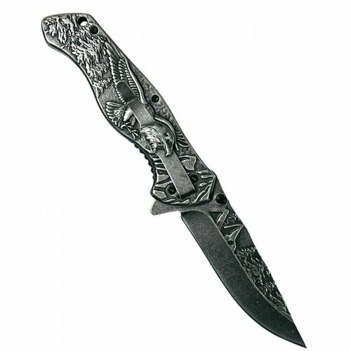 Складной туристический нож Eagle , длина лезвия 9 см металлическая рукоять