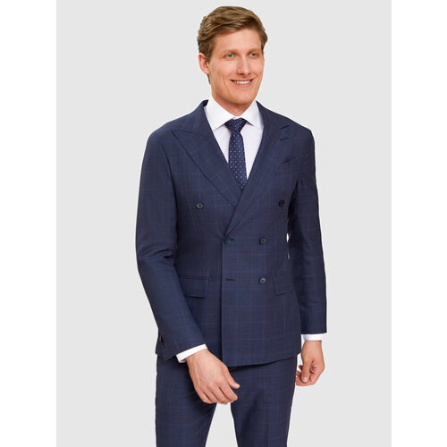 Пиджак KANZLER, силуэт полуприлегающий, двубортный, размер 48, синий