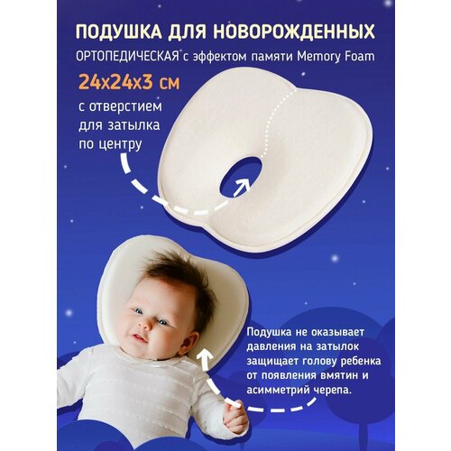 Детская ортопедическая подушка для новорожденных Memory Foam , Бабочка, бежевый детская ортопедическая подушка для новорожденных memory foam разм 33х24х5