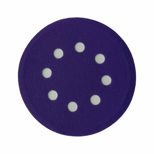 Шлифовальный круг VX-Ceramic 125 мм, под липучку . Керамическое зерно на плёнке, зернистость P120, 8 отверстий.