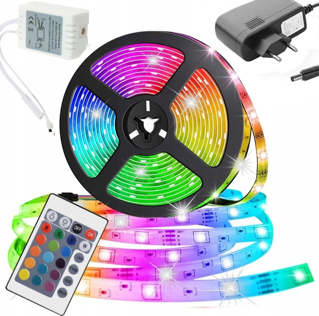 Светодиодная лента с пультом многоцветная RGB для дома 5 м