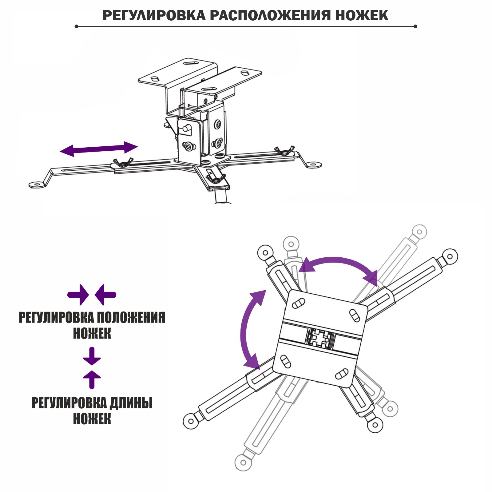 Потолочный наклонный кронштейн PCM для проектора до 25 кг, белый — фото 5
