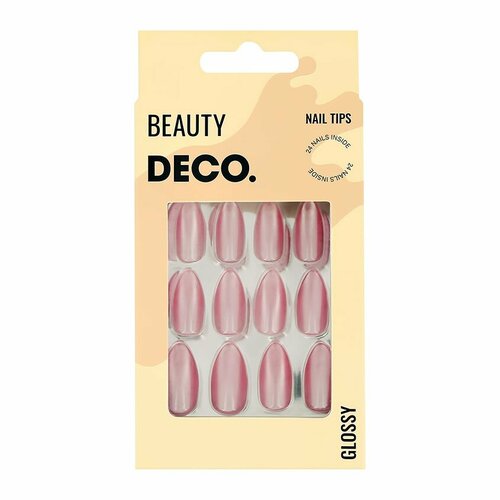 Набор накладных ногтей с клеевыми стикерами `DECO.` GLOSSY rose shine (24 шт + клеевые стикеры 24 шт)