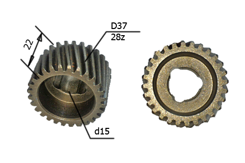 Шестерня ответная для перфоратор 28 зубов круглые выемки высота-28мм высота зубов-22мм (835С)