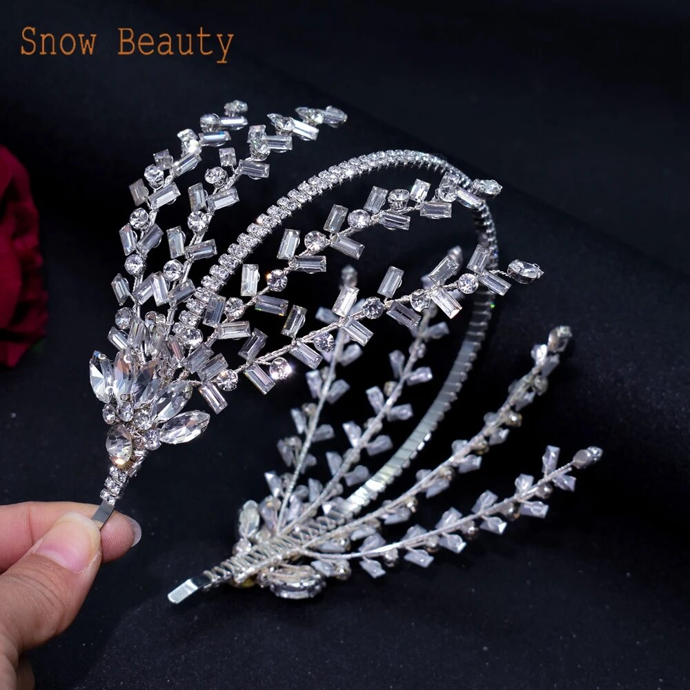 Свадебная тиара Snow Beauty из горного хрусталя и тибетского серебра, DZ071-Silver, Женский