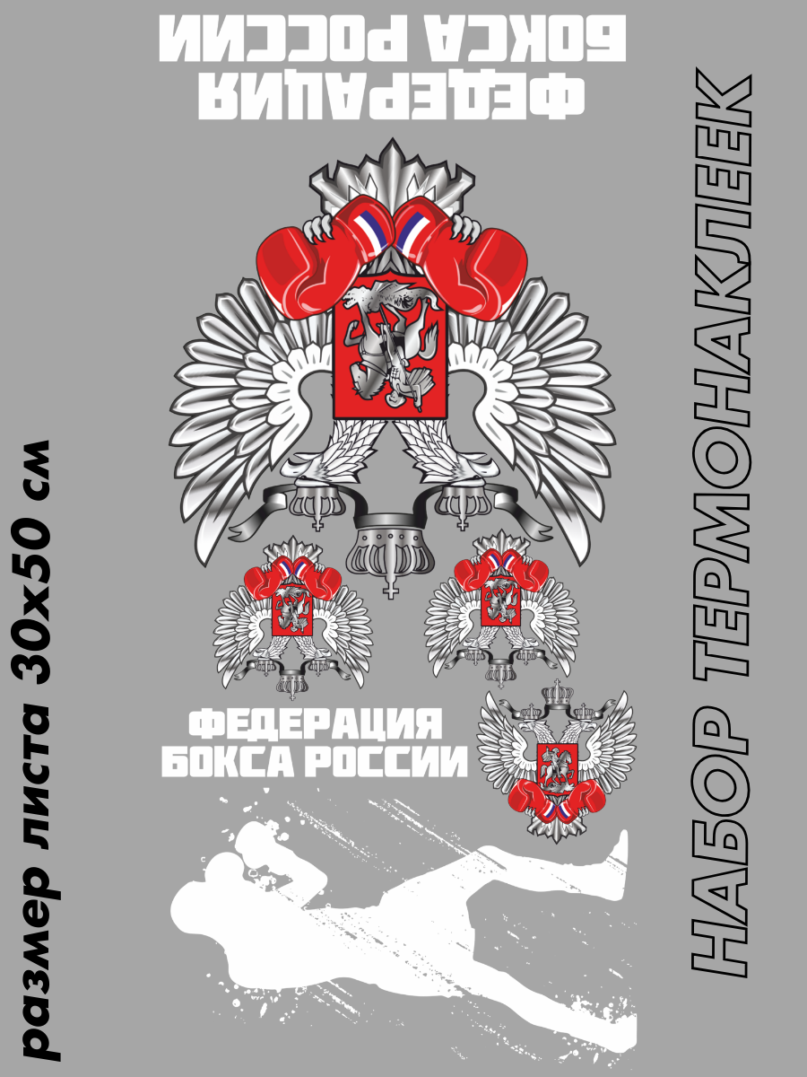Набор термонаклеек "Федерация бокса России", одним листом 300х500 мм