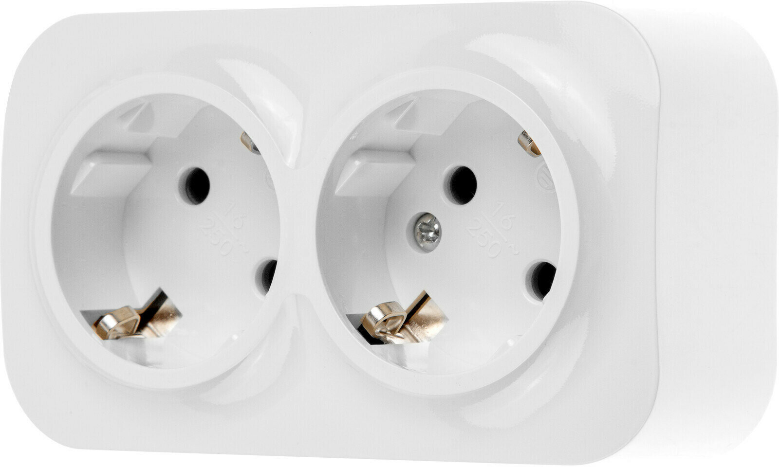 Розетка 2-ая (открытая, с/з) белая, Bailly, LEIDEN ELECTRIC (806005)