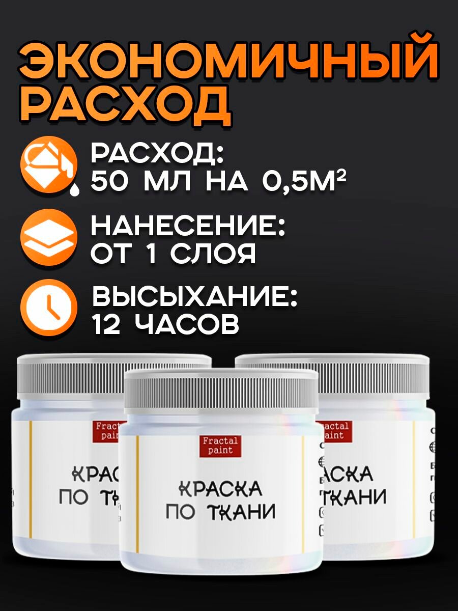 Комбо красок по ткани Fractal Paint (белая) 3х20 мл, для творчества — фото 1
