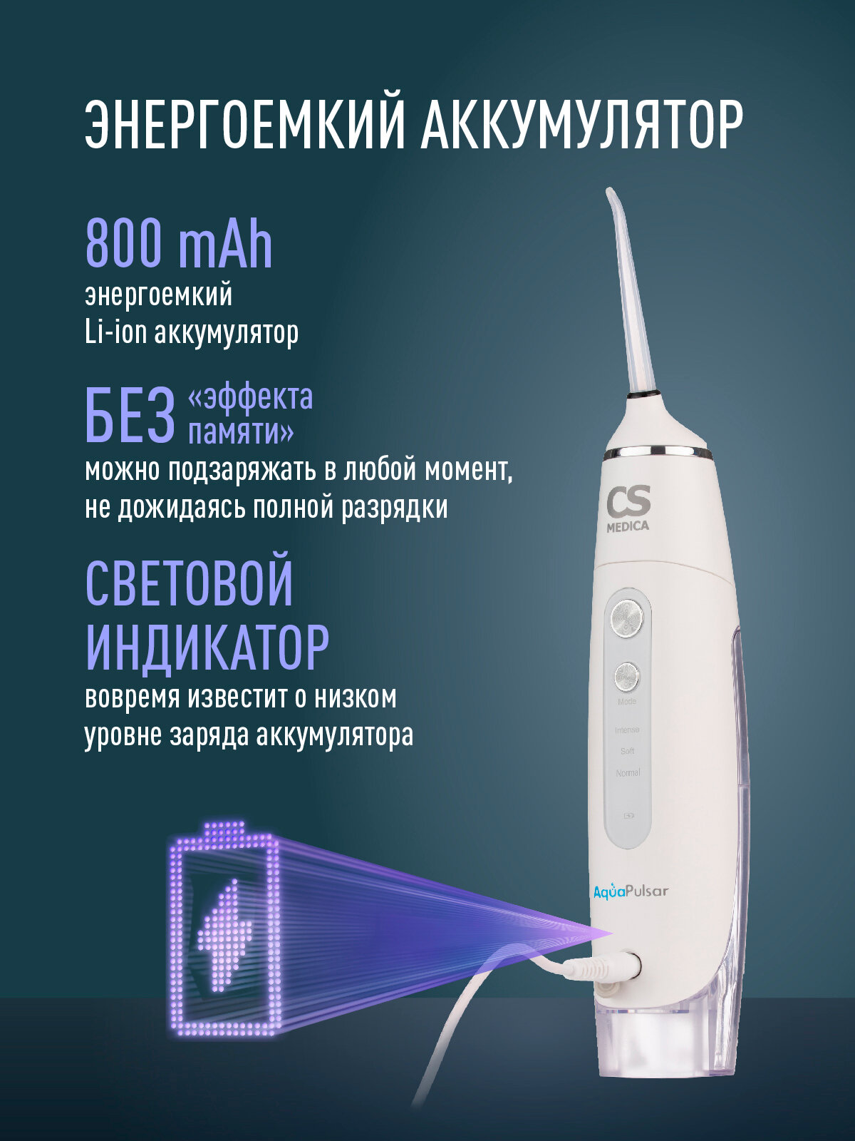 Ирригатор для зубов портативный CS-3 и насадки 4 шт. — фото 1