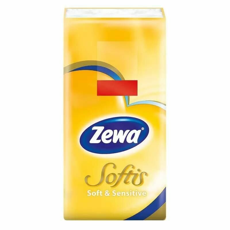 Картинки Носовые платки Zewa Softis Soft & Sensitive, миндальное масло и алоэ вера, 4 слоя, 10 пачек по 9 шт