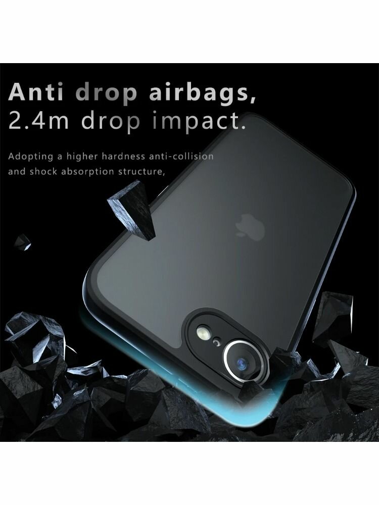 Защита мягкая TPU + PC прозрачная матовая задняя крышка для iPhone 16E противоударный чехол для телефона — фото 1
