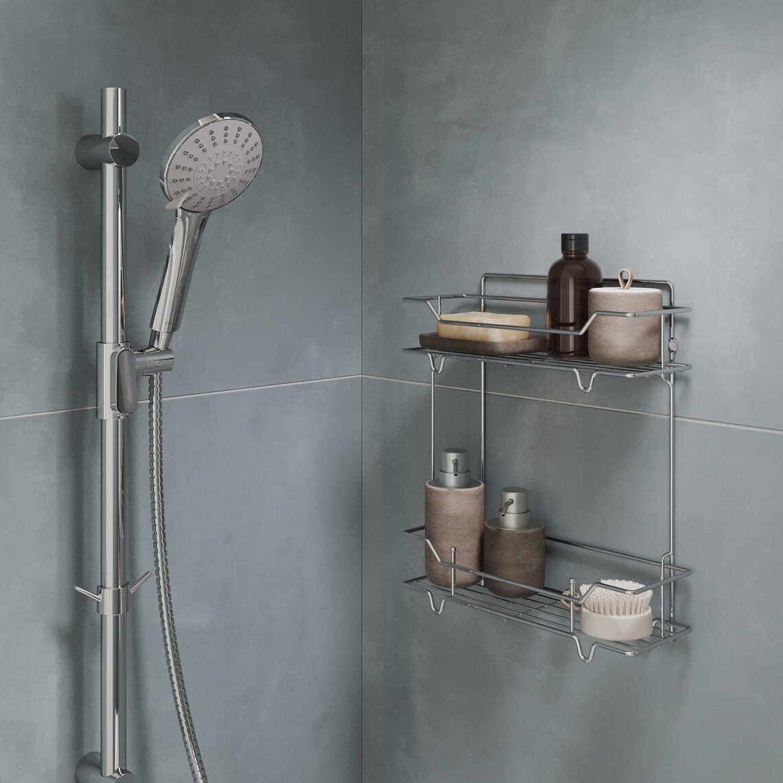 Полка двухъярусная Milardo Grid GRICS2CM44 прямая проволока стальная хром