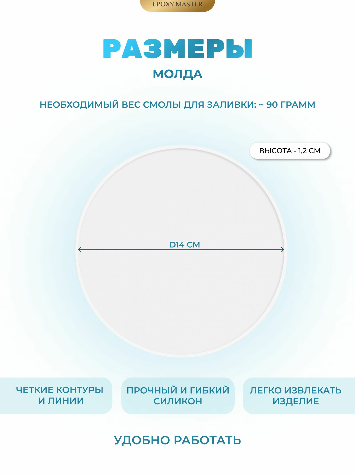 Силиконовый молд для эпоксидной смолы Круг EPOXYMASTER, 14 см — фото 1