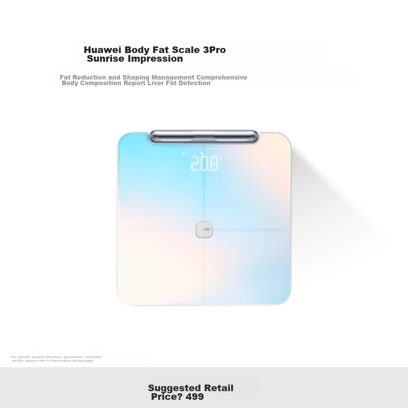 Huawei 8-Electrode Body Fat Scale 3Pro, Electronic Scale for Home Use, Dual-Frequency Detection for Precision, WiFi And Bluetooth Dual Connection, Compatible with Android & iOS, Sunrise Impression