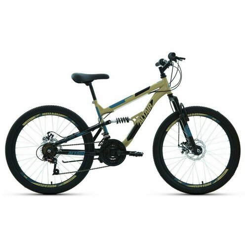 Велосипед ALTAIR MTB FS 24 D (24 18 ск. рост. 15) 2022, бежевый/черный, RBK22AL24051 велосипед altair mtb ht 24 2 0 d 24 6 ск рост 12 2022 темно серый голубой ibk22al24095