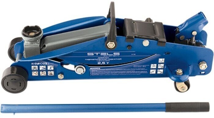 Домкрат гидравлический подкатной с фиксатором, 2,5 т, Safety Pin, 140-385 мм, в кейсе Stels (51132)