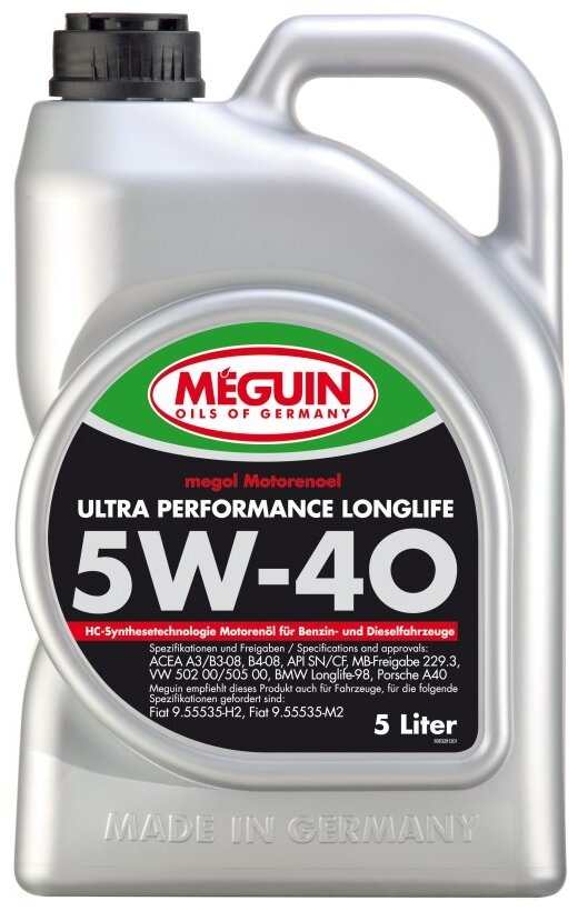 MEGUIN 6328 НС-синт. мот.масло Megol Motorenoel Ultra Performance Longlife 5W-40 CF/SN B4/A3 (5л) 1шт