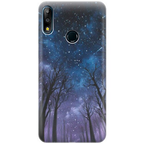 фото Ультратонкий силиконовый чехол-накладка для asus zenfone max pro (m2) zb631kl с принтом "ночной лес" gosso