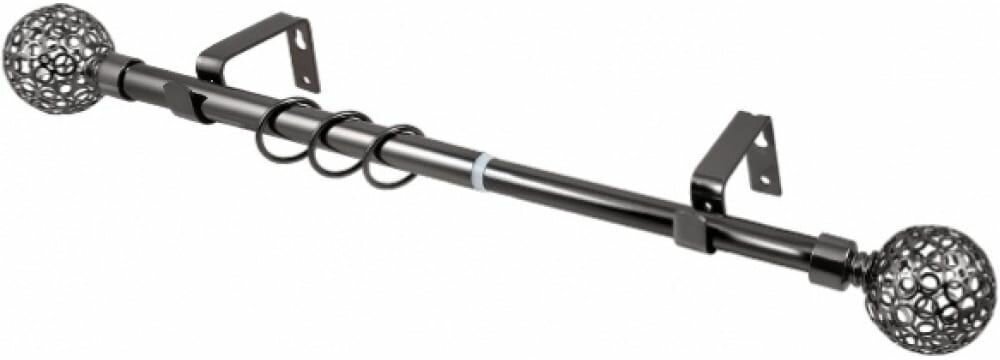 фото Карниз 1-но рядный черный никель, ажур кованый раздвижной d16/d19мм 1,6-3,0м